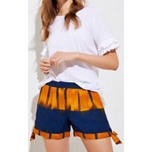 Loft Ombre Yellow Plaid Tie Shorts Mid-Rise 100% Cotton